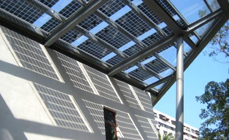 Photovoltaic cells on the Solar Library and Energy-Optimised House in the Taiwanese capital, Taipei. Image: Littleha via Wikimedia Commons.