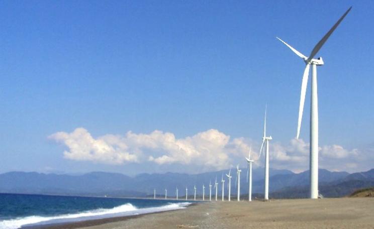 Blue skies shining on renewable energy ... Bangui Windmills, located in Bangui, Ilocos Norte, Philippines. Photo: Paolo Dala via Flickr (CC BY-SA).