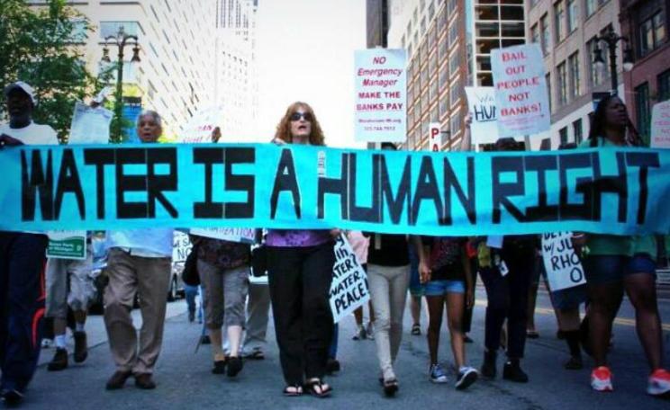 'Water is a human right!' - demonstration in Detroit. Photo: Detroit Water Brigade.