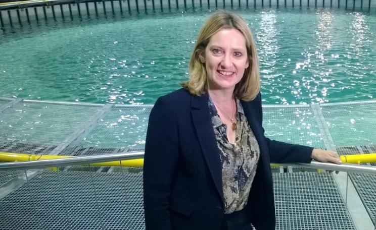 In her former role as climate change minister, Amber Rudd opening FloWave’s new cutting edge marine energy testing facility at the Univeristy of Edinburgh. Photo: DECC via Flickr (CC BY-ND).