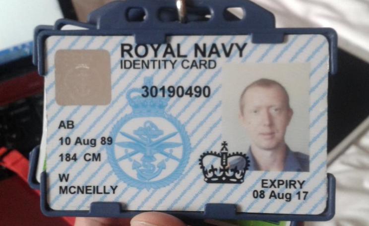Royal Navy ID card of British hero Able Seaman William McNeilly.