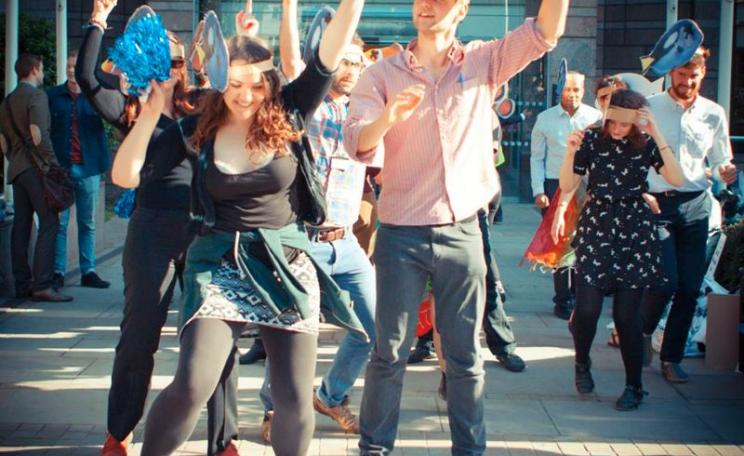 Divest London protestors at last week's action at CommBank, the Commonwealth Bank of Australia. Photo: Divest London via Facebook.