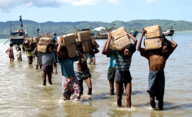 Condemned to a life of misery and discrimination: one camp for Rohingya refugees near Sittwe, Rakhine State, can only be accessed by sea with boats transporting vital aid supplies such as rice and cooking oil. Photo: Mathias Eick, EU/ECHO, September 2013