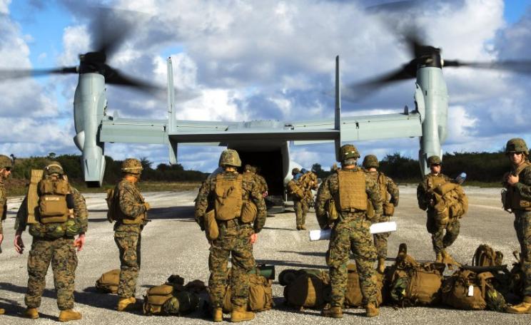 An MV-22B Osprey disembarks Marines Dec. 9, 2013, at Baker runway on Tinian's North Field during Exercise Forager Fury II. Photo: Marines via Flickr (CC BY-NC).