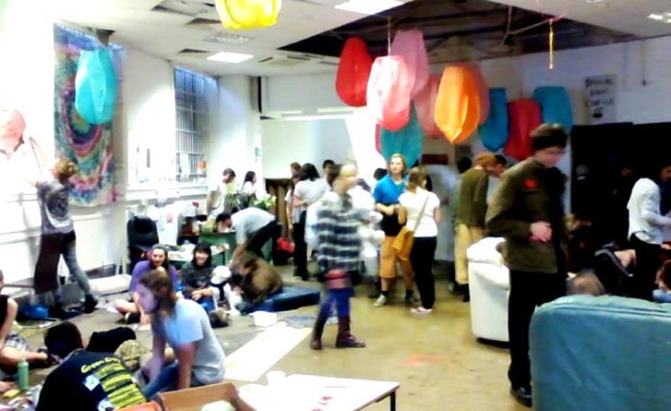 Radical Bankers gather in their social centre in an abandoned bank. Photo: The Source Brighton.