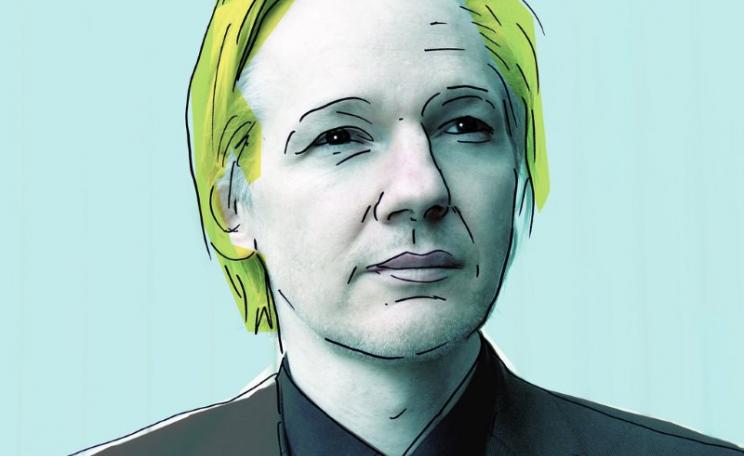 Julian Assange. Illustration: Mataparda, on a photo from Espen Moe, via Flickr (CC BY).