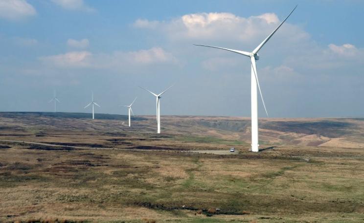 Scout Moor Wind Farm is the second largest onshore wind farm in England. But under current government policies, there won't be many more of these. Photo: Gidzy via Flickr (CC BY).