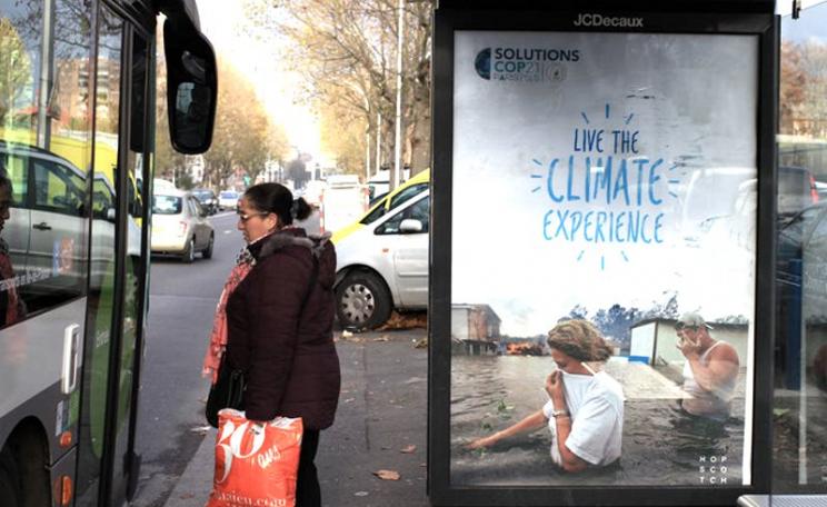 Living the real climate experience? Image by Brandalism.org.uk. Artwork by Bill Posters. Author provided.