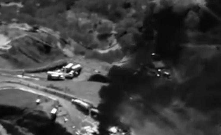 The Aliso Canyon methane cloud seen in infra-red as a dark, menacing plume erupting from the breached gas well. Photo: from video (see embed) by Pete Dronkers / Environmental Defense Fund.