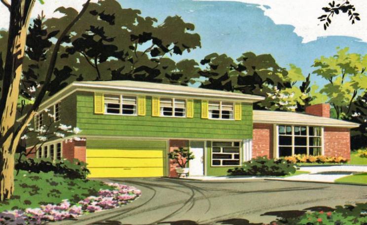 US suburbia: alright for some. But access to it was regulated along strictly racial lines. Mid 20th century calendar illustration. Photo: wackystuff via Flickr (CC BY-NC).