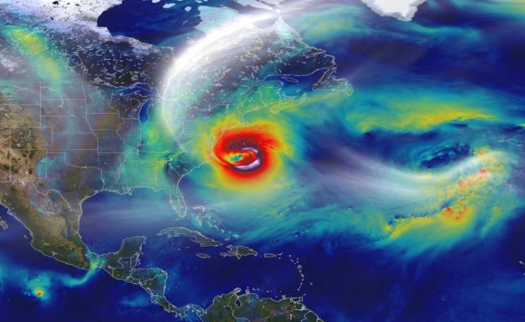 A day before landfall, on 29th October 2012, Sandy intensified into a Category 2 superstorm nearly 1,000 miles wide. Photo: William Putman / NASA's Goddard Space Flight Center and NASA Center for Climate Simulation via Flickr (CC BY).