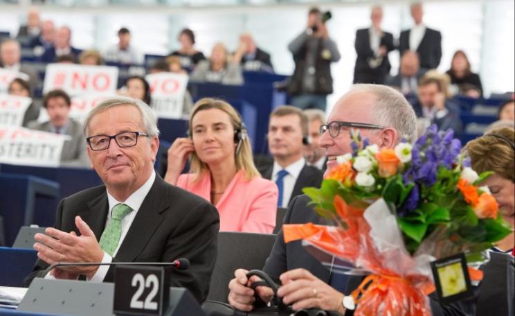 Whose side are they really on? Ours, or the corporations? MEPs approve the new college of 27 Commissioners, as presented by its President-elect Jean-Claude Juncker, 22nd October 2014. Photo: European Union 2014 - European Parliament via Flickr (CC BY-NC-N