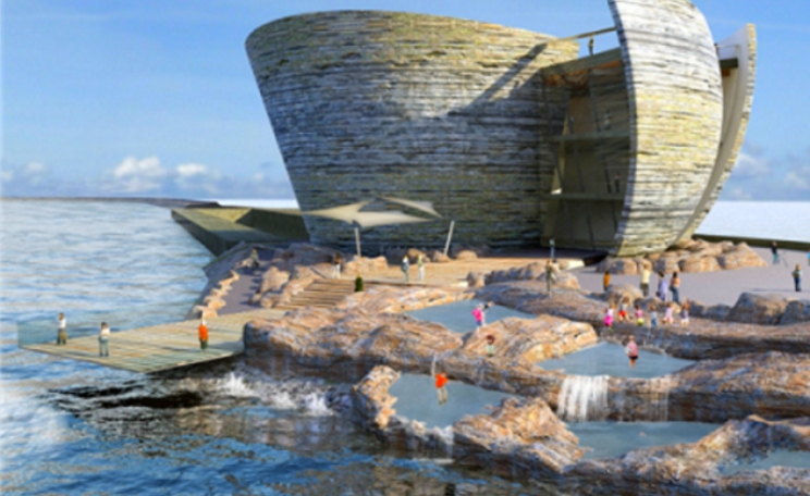The futuristic visitor centre planned for the Swansea Bay Tidal Lagoon.
