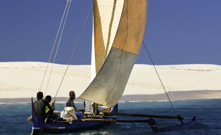 Vezo fishers primarily use only traditional fishing methods - their boats have no motors and the dive without scuba gear. Thriving markets for shark fin and sea cucumbers, however, are changing many aspects of the way they live. Photo: © Garth Cripps.