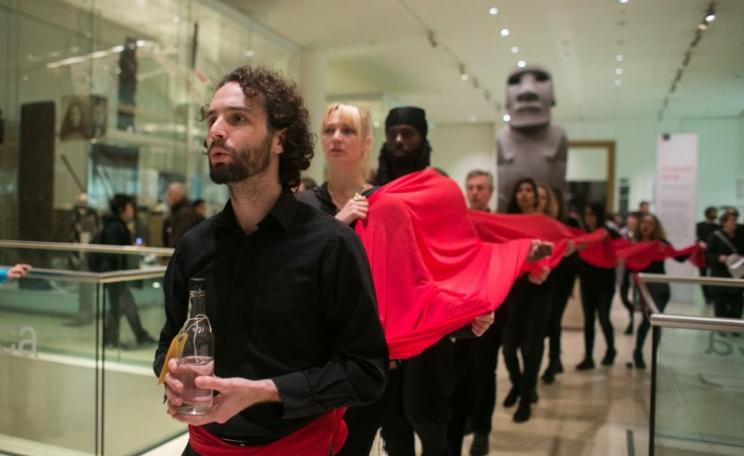 A recent demonstration in the British Museum to denounce BP's sponsorship. Photo: Kristian Buus / Art Not Oil.
