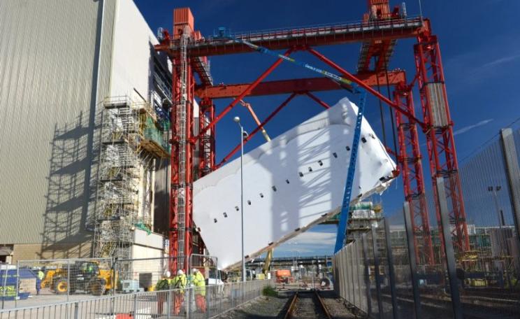 The £740 million box: the 27 metre high Evaporator D module being lifted vertically into place from the horizontal, transportation position. Photo: Sallafield Sites.