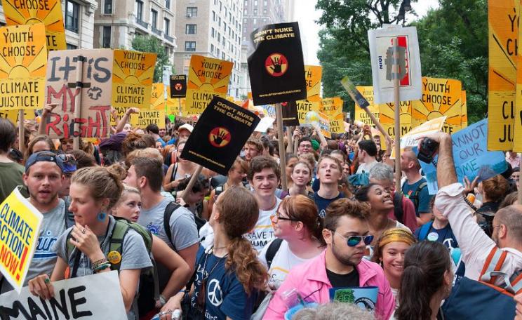 The People's Climate March rally in New York City, 21st September 2014. Photo: Alejandro Alvarez via Wikimedia commons (CC BY-SA).