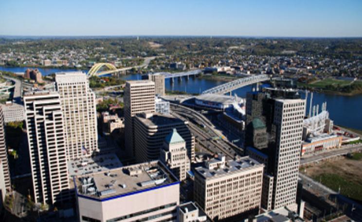 An aerial view of Cincinnati