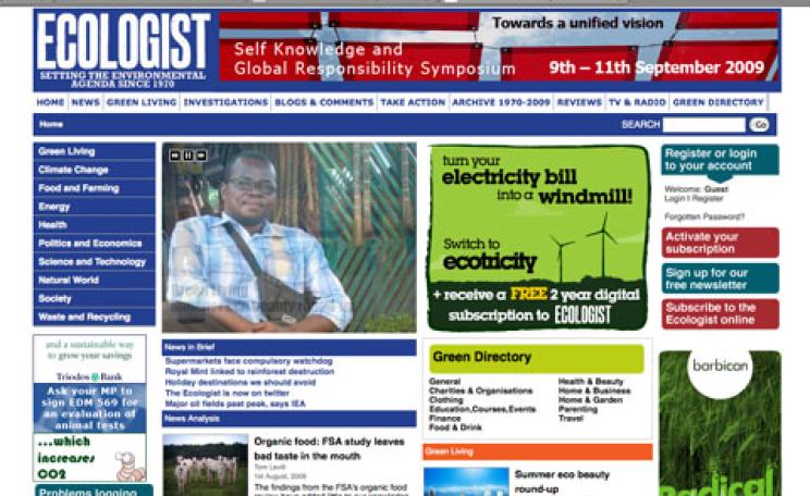 Ecologist website screenshot