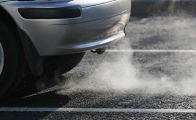 Exhaust pollution from a car